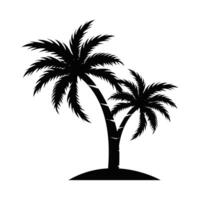 Black vector single palm tree silhouette icon isolated