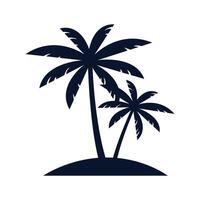 Black vector single palm tree silhouette icon isolated