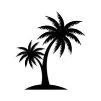 Black vector single palm tree silhouette icon isolated