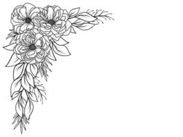 contorno Rosa flor ramo de flores ilustración vector