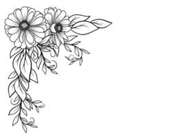 Bouquet Flower Corner Outline Illustration vector