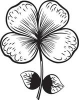 Hand drawn four leaf clover for adult coloring pages in doodle style, ethnic ornamental vector illustration. Coloring Book for Relaxation