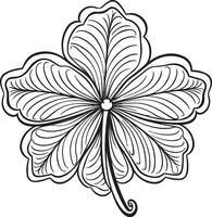 Hand drawn four leaf clover for adult coloring pages in doodle style, ethnic ornamental vector illustration. Coloring Book for Relaxation