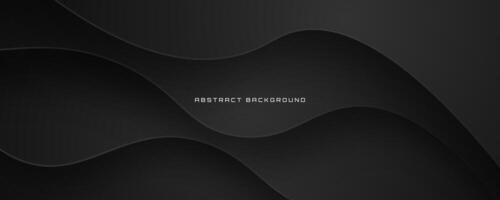 3D black geometric abstract background overlap layer on dark space with waves shape decoration. Minimalist modern graphic design element cutout style concept for banner, flyer, card, or brochure cover vector