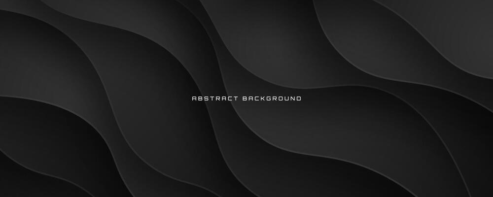 3D black geometric abstract background overlap layer on dark space with waves shape decoration. Minimalist modern graphic design element cutout style concept for banner, flyer, card, or brochure cover