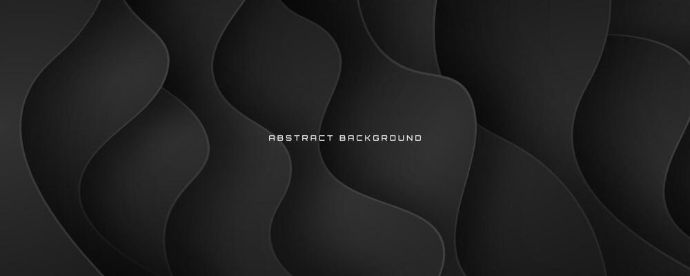 3D black geometric abstract background overlap layer on dark space with waves shape decoration. Minimalist modern graphic design element cutout style concept for banner, flyer, card, or brochure cover