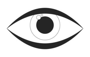 todas viendo ojo negro y blanco 2d línea dibujos animados objeto. mirando adelante ojo. vista globo ocular aislado vector contorno artículo. magia esotérico. espiritualidad misterio monocromo plano Mancha ilustración