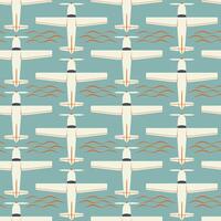Vector seamless children simple pattern with aircraft. Scandinavian style art on a blue background. Childish pattern