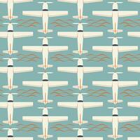 Vector seamless children simple pattern with aircraft. Scandinavian style art on a blue background. Childish pattern