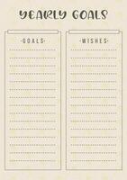Goal planner template with woman print. Linear woman silhouette beige background blank printable sheet. vector