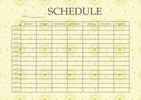 Childish schedule minimalist planner page design. Categories of notes with heavenly elements, saturn planet. vector