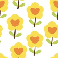 Seamless pattern with cute cartoon flowers, for fabric prints, textiles, gift wrapping paper. colorful vector for children, flat style