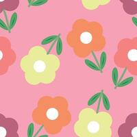 Seamless pattern with cute cartoon flowers, for fabric prints, textiles, gift wrapping paper. colorful vector for children, flat style