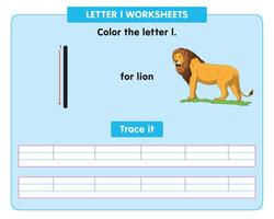 alphabet tracing worksheet with small letter l vector