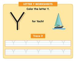 alphabet tracing worksheet with capital letter Y vector