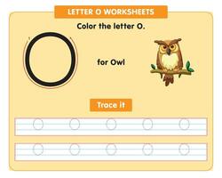 alphabet tracing worksheet with capital letter O vector