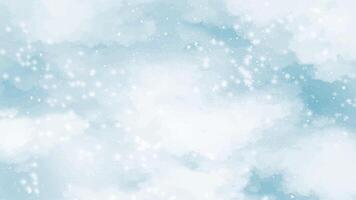 Abstract blue winter watercolor background. Sky pattern with snow vector