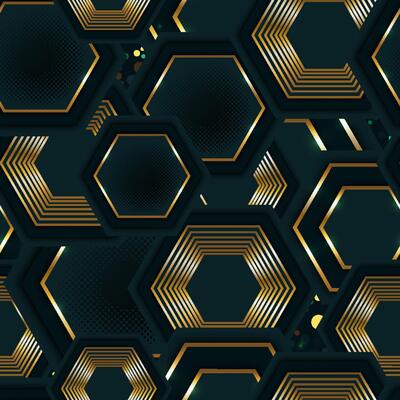 seamless pattern luxury polygonal background with gold line