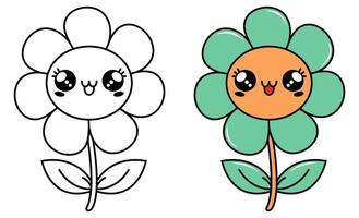 vector estilo kawaii flor