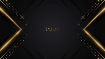 Luxury abstract modern background with golden lines on black backdrop. vector illustration template deluxe design
