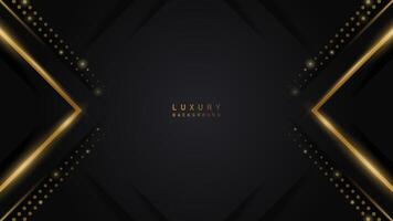 Luxury abstract modern background with golden lines on black backdrop. vector illustration template deluxe design