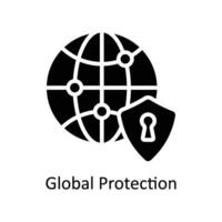 global proteccion vector sólido icono estilo ilustración. eps 10 archivo