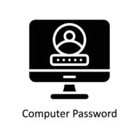 Computer Password vector Solid icon style illustration. EPS 10 File