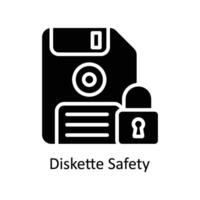 Diskette Safety vector Solid icon style illustration. EPS 10 File