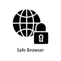 Safe Browser  vector Solid icon style illustration. EPS 10 File