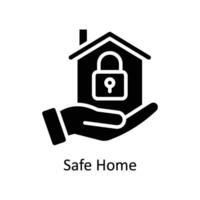Safe home vector Solid icon style illustration. EPS 10 File