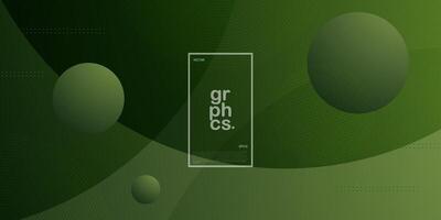 Dark green gradient illustration background dynamic with simple curve and circle pattern style. Cool design. Eps10 vector