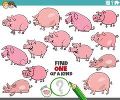 uno de un tipo actividad con dibujos animados cerdos granja animales vector