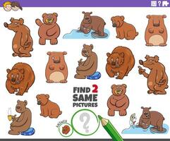 find two same activity with cartoon bears animal characters vector