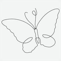 Continuous line hand drawing vector illustration butterfly art