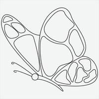 One line hand drawn butterfly outline vector illustration art