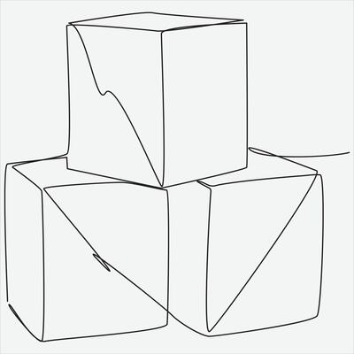 Continuous line hand drawing vector illustration box art