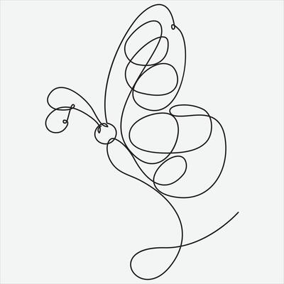 Continuous line hand drawing vector illustration butterfly art