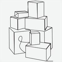 Continuous line hand drawing vector illustration box art