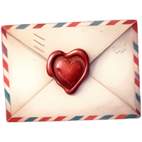 ai gegenereerd envelop met rood hart voor verloving, huwelijk, of bruiloft en Valentijn dag png
