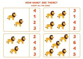 Count all lions and circle the correct answers. vector