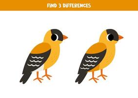 Find 3 differences between two cute colorful butterflies. vector