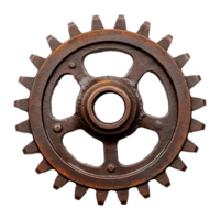 AI generated Rusty old cog wheel isolated on transparent background png