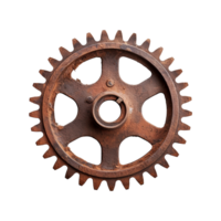 AI generated Rusty old cog wheel isolated on transparent background png
