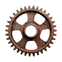 AI generated Rusty old cog wheel isolated on transparent background png