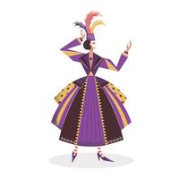 Queen of Venetian Carnival. Festival of masquerade costumes. Illustration with elements of hand drawing. vector