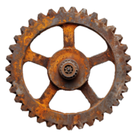 AI generated Rusty old cog wheel isolated on transparent background png