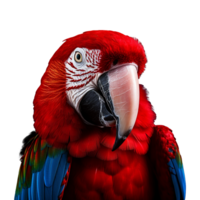 ai generado guacamayo loro en un rama conjunto aislado en transparente antecedentes png