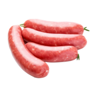 ai généré rangée non cuit saucisses isolé sur transparent Contexte png