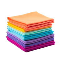 AI generated Pile of vibrant napkins png isolated on transparent background