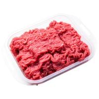 AI generated Raw minced meat in a plastic tray container isolated on transparent background png